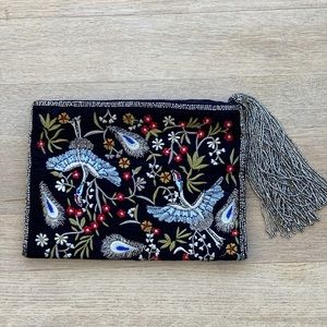 Beautiful Zara embroidered and beaded clutch with tassel